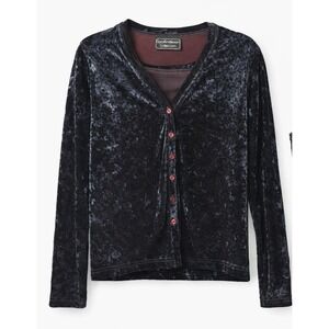 Carol Anderson Collection Two Piece Set XL Black Crushed Velvet 90s USA Goth‎